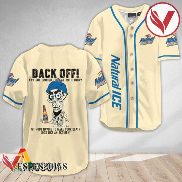 Achmed Back Off With Natural Ice Baseball Jersey, Perfect Gifts For Fans - Vesles2014S 3