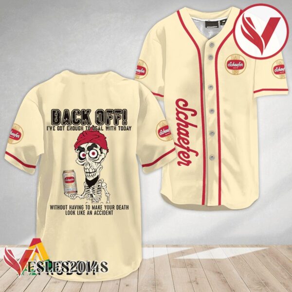 Achmed Back Off With Schaefer Beer Baseball Jersey, Perfect Gifts For Fans - Vesles2014S 2