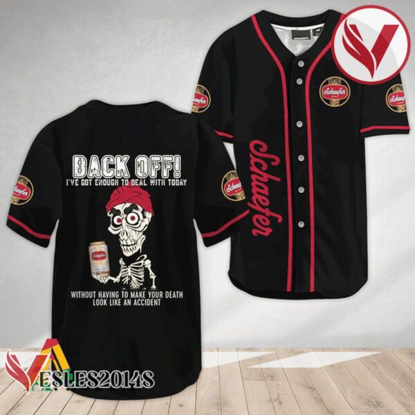 Achmed Back Off With Schaefer Beer Baseball Jersey, Perfect Gifts For Fans - Vesles2014S 3