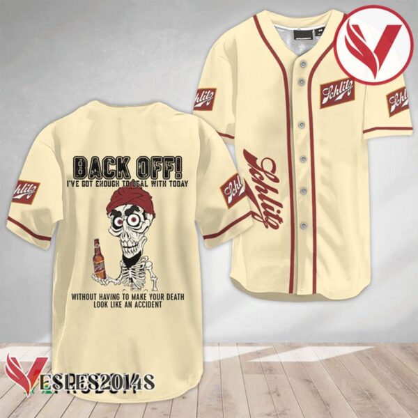 Achmed Back Off With Schlitz Beer Baseball Jersey, Perfect Gifts For Fans - Vesles2014S 2