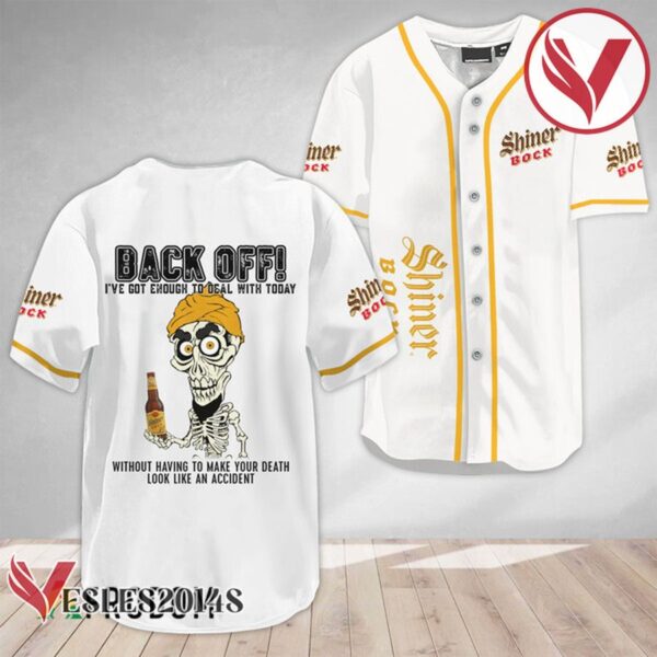 Achmed Back Off With Shiner Bock Beer Baseball Jersey, Perfect Gifts For Fans - Vesles2014S 3