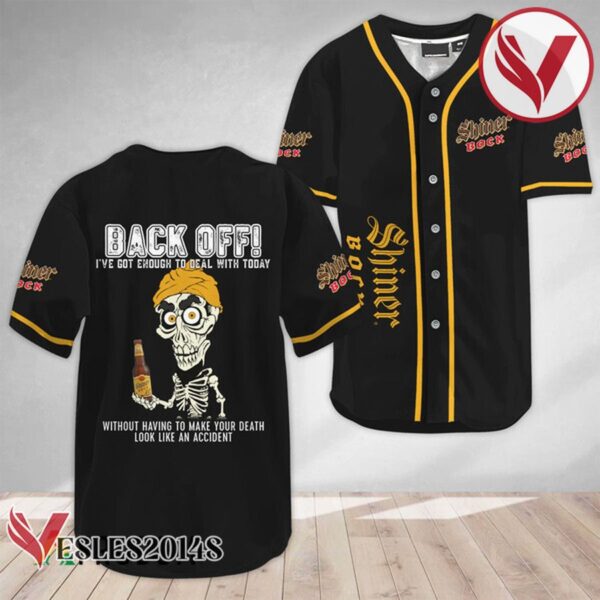 Achmed Back Off With Shiner Bock Beer Baseball Jersey, Perfect Gifts For Fans - Vesles2014S