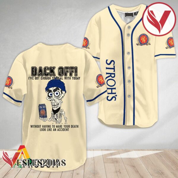 Achmed Back Off With Stroh's Beer Baseball Jersey, Perfect Gifts For Fans - Vesles2014S 2