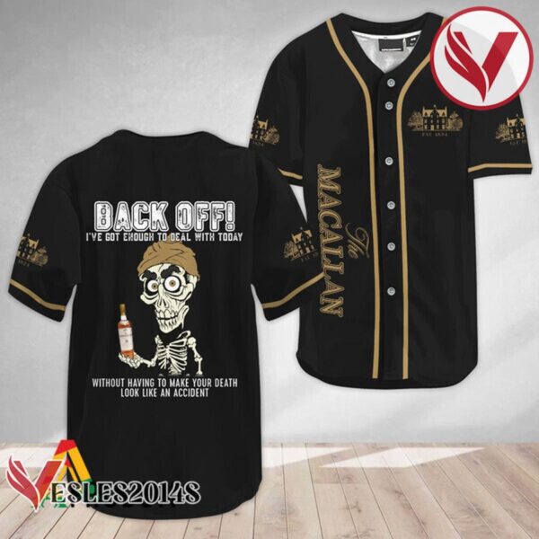 Achmed Back Off With The Macallan Whiskey Baseball Jersey, Perfect Gifts For Fans - Vesles2014S 2