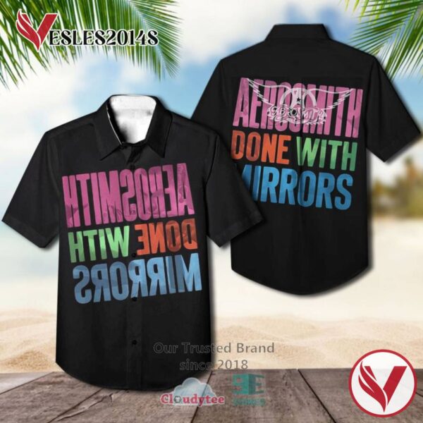 Aerosmith Band Done With Mirrors Album Cover Hawaiian Shirt, Best Gift For Music Lovers Vesles2014S