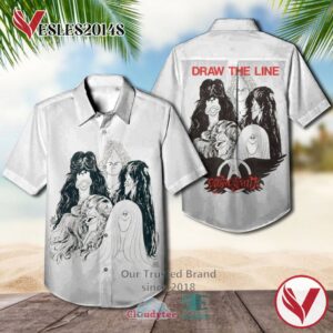 Aerosmith Band Draw the Line Album Cover Hawaiian Shirt, Best Gift For Music Lovers Vesles2014S