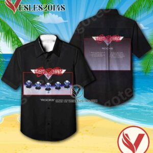 Aerosmith Rocks Album Cover Hawaiian Shirt, Unique Gifts For Music Lovers - Vesles2014S