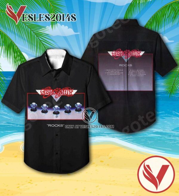 Aerosmith Rocks Album Cover Hawaiian Shirt, Unique Gifts For Music Lovers - Vesles2014S