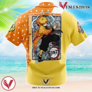Agatsuma Zenitsu Demon Slayer Hawaiian Button Up Shirt, Perfect Gifts For Anime Lovers - Vesles2014S 1