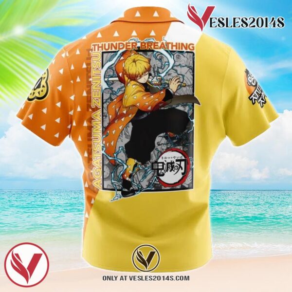 Agatsuma Zenitsu Demon Slayer Hawaiian Button Up Shirt, Perfect Gifts For Anime Lovers - Vesles2014S 1