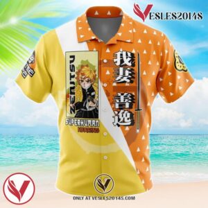 Agatsuma Zenitsu Demon Slayer Hawaiian Button Up Shirt, Perfect Gifts For Anime Lovers - Vesles2014S