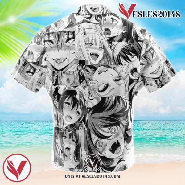 Ahegao Manga Collage Hawaiian Button Up Shirt, Perfect Gifts For Anime Lovers - Vesles2014S 1