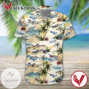 Aircraft Hawaiian Graphic Print Short Sleeve Hawaiian Casual Shirt Vesles2014S
