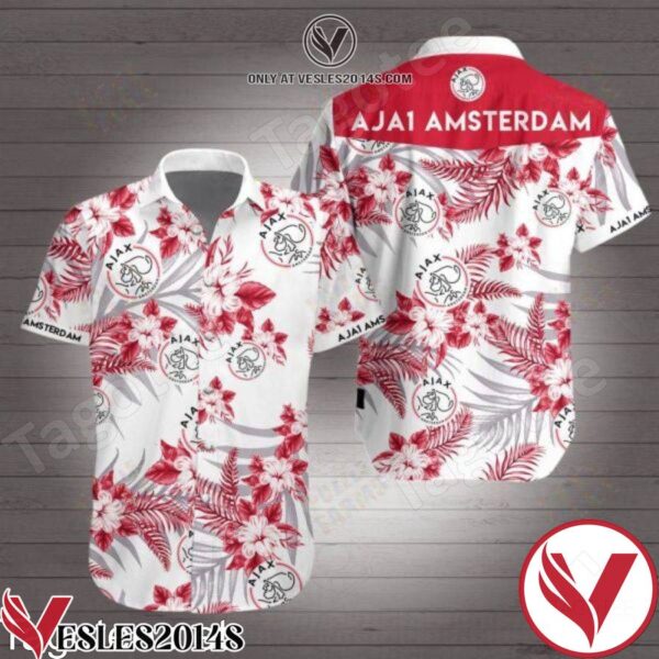 Ajax Amsterdam Red Tropical Floral White Hawaiian Shirt, Unique Gifts For Friends - Vesles2014S 1