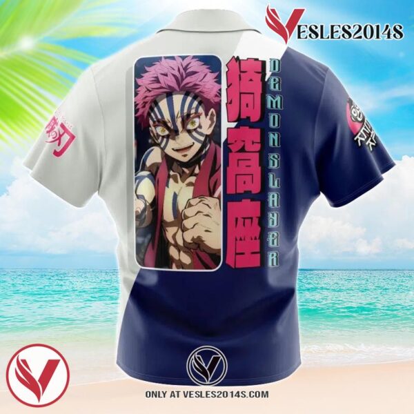 Akaza Demon Slayer Hawaiian Button Up Shirt, Perfect Gifts For Anime Lovers - Vesles2014S YLf 1