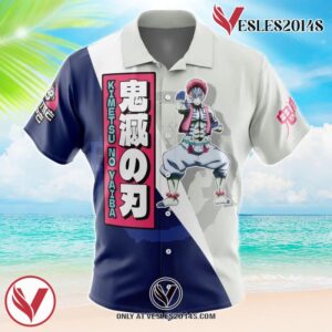 Akaza Demon Slayer Hawaiian Button Up Shirt, Perfect Gifts For Anime Lovers - Vesles2014S YLf