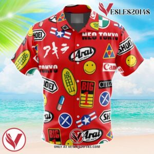 Akira Full Decals Hawaiian Button Up Shirt, Perfect Gifts For Anime Lovers - Vesles2014S