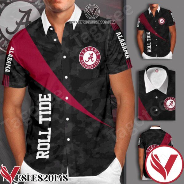 Alabama Crimson Tide Football Team Black Hawaiian Shirt And Short, Unique Gifts For Friends - Vesles2014S 1