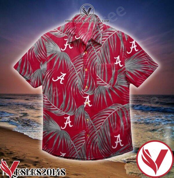 Alabama Crimson Tide Leaf Print Red Hawaiian Shirt, Unique Gifts For Friends - Vesles2014S 1