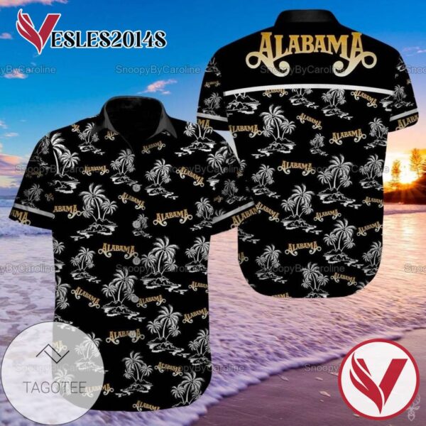 Alabama Rock Music Band Graphic Print Short Sleeve Hawaiian Casual Shirt Vesles2014S 1