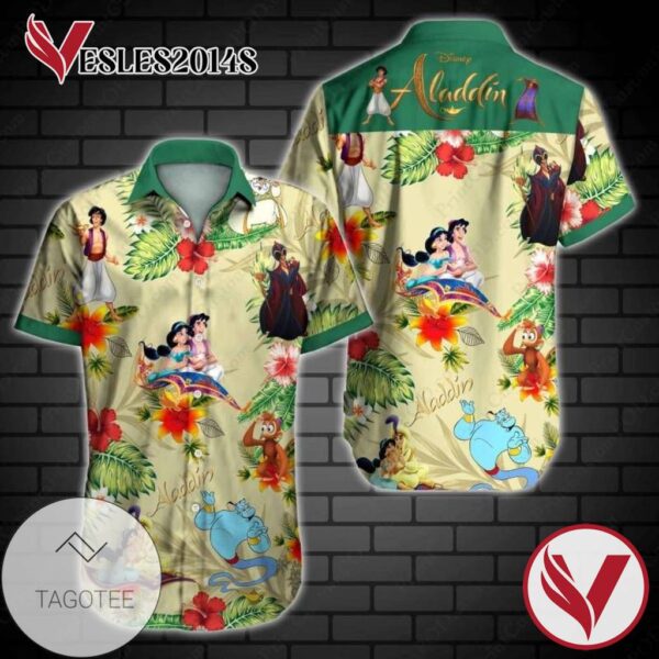 Aladdin Hawaiian Graphic Print Short Sleeve Hawaiian Casual Shirt Vesles2014S 1