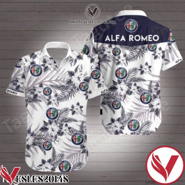 Alfa Romeo Black Tropical Floral White Hawaiian Shirt, Unique Gifts For Friends - Vesles2014S 1