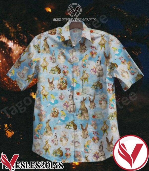 Alice And Bunny Sky Clouds Hawaiian Shirt, Unique Gifts For Friends - Vesles2014S 1