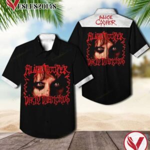 Alice Cooper Dirty Diamonds Album Hawaiian Shirt , Best Gift For Music Lovers Vesles2014S