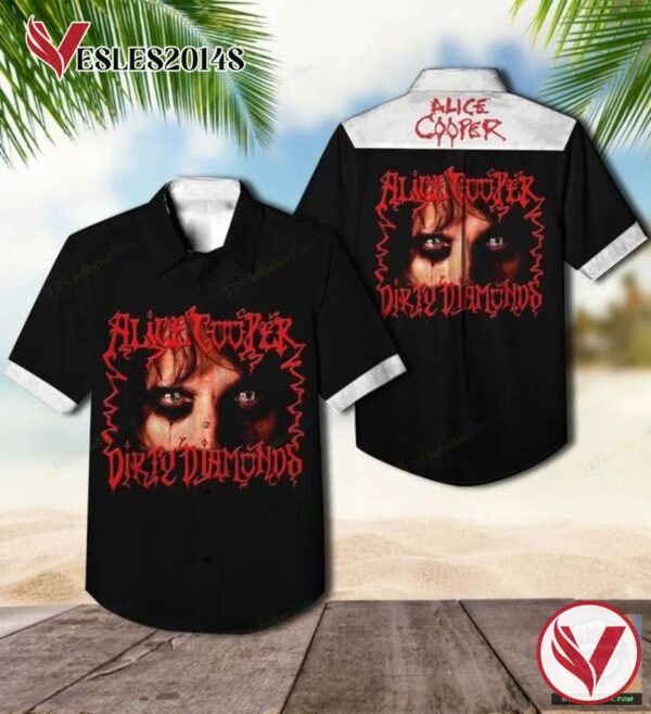 Alice Cooper Dirty Diamonds Album Hawaiian Shirt , Best Gift For Music Lovers Vesles2014S