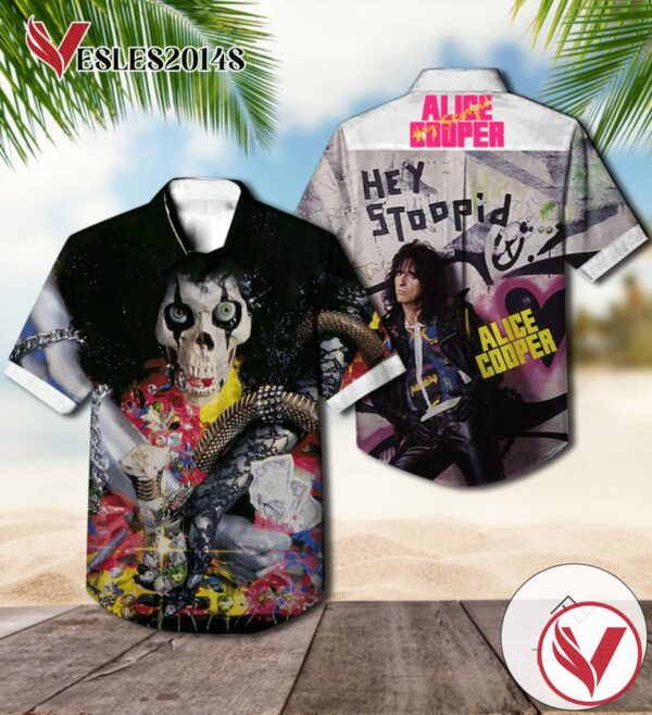Alice Cooper Hey Stoopid Album Cover Hawaiian Shirt, Best Gift For Music Lovers Vesles2014S