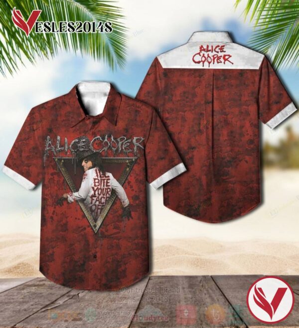 Alice Cooper I'll Bite Your Face Off Album Hawaiian Shirt, Best Gift For Music Lovers Vesles2014S