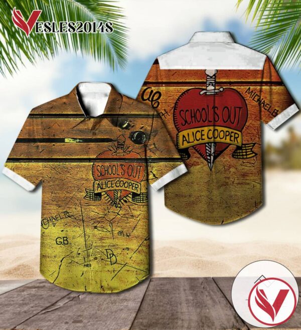 Alice Cooper School's Out Album Cover Hawaiian Shirt, Best Gift For Music Lovers Vesles2014S