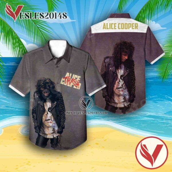 Alice Cooper Trash Album Cover Hawaiian Shirt, Unique Gifts For Music Lovers - Vesles2014S
