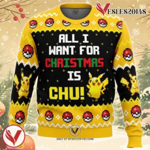 All I Want Pikachu Pokemon Ugly Christmas Sweater, Unique Christmas Gift For Fans - Vesles2014S