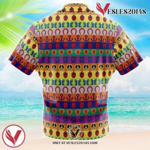 All Symbols Pattern Jojo’s Bizarre Adventure Hawaiian Button Up Shirt, Perfect Gifts For Anime Lovers - Vesles2014S 1