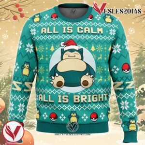 All is Calm All Bright Snorlax Pokemon Ugly Christmas Sweater, Unique Christmas Gift For Fans - Vesles2014S