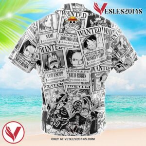 Aloha Strawhat Wanted One Piece Hawaiian Button Up Shirt, Perfect Gifts For Anime Lovers - Vesles2014S 1