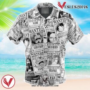 Aloha Strawhat Wanted One Piece Hawaiian Button Up Shirt, Perfect Gifts For Anime Lovers - Vesles2014S