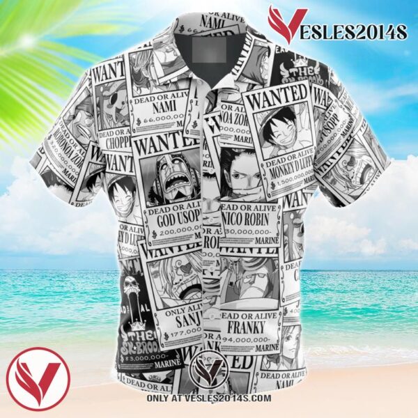 Aloha Strawhat Wanted One Piece Hawaiian Button Up Shirt, Perfect Gifts For Anime Lovers - Vesles2014S