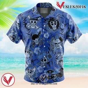 Aloha Theme One Piece Hawaiian Button Up Shirt, Perfect Gifts For Anime Lovers - Vesles2014S
