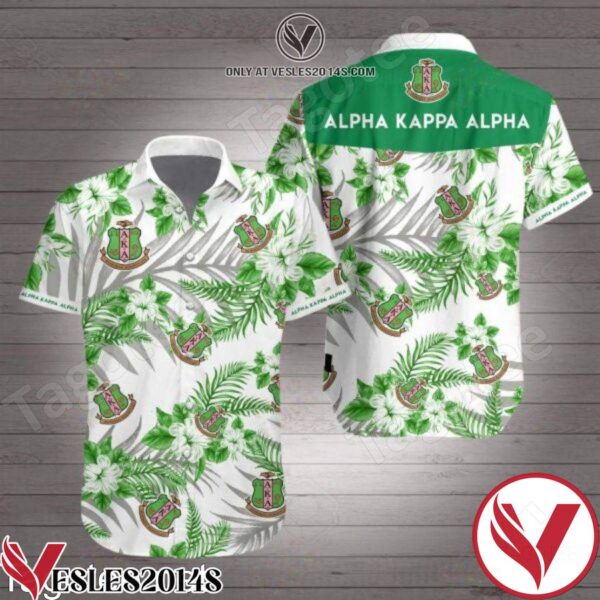 Alpha Kappa Alpha Green Tropical Floral White Hawaiian Shirt, Unique Gifts For Friends - Vesles2014S 1