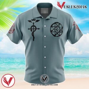 Alphonse V2 Fullmetal Alchemist Hawaiian Button Up Shirt, Perfect Gifts For Anime Lovers - Vesles2014S