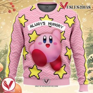 Always Hungry Kirby Ugly Christmas Sweater, Unique Christmas Gift For Fans - Vesles2014S