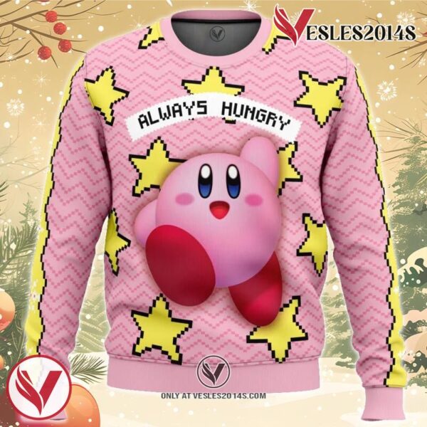 Always Hungry Kirby Ugly Christmas Sweater, Unique Christmas Gift For Fans - Vesles2014S