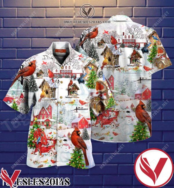 Amazing Christmas Holiday Cardinal Bird Print Hawaiian Shirt, Unique Gifts For Friends - Vesles2014S 1