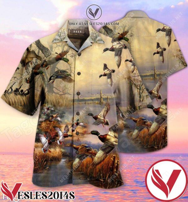 Amazing Ducks Vintage Sunset In The Field Hawaiian Shirt, Unique Gifts For Friends - Vesles2014S 1