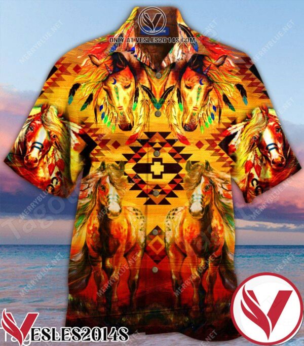 Amazing Native War Horse Unisex Hawaiian Shirt, Unique Gifts For Friends - Vesles2014S 1