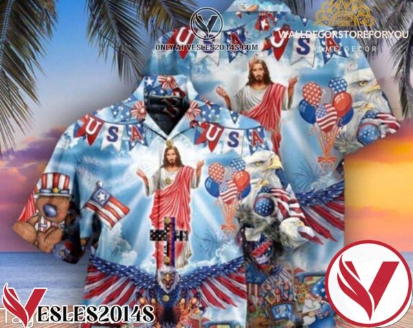 America Patriotism Jesus Edition Hawaiian Shirt, Unique Gifts For Friends - Vesles2014S 1