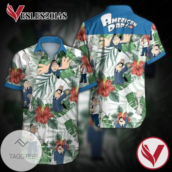 American Dad Hawaiian Graphic Print Short Sleeve Hawaiian Casual Shirt Vesles2014S 1