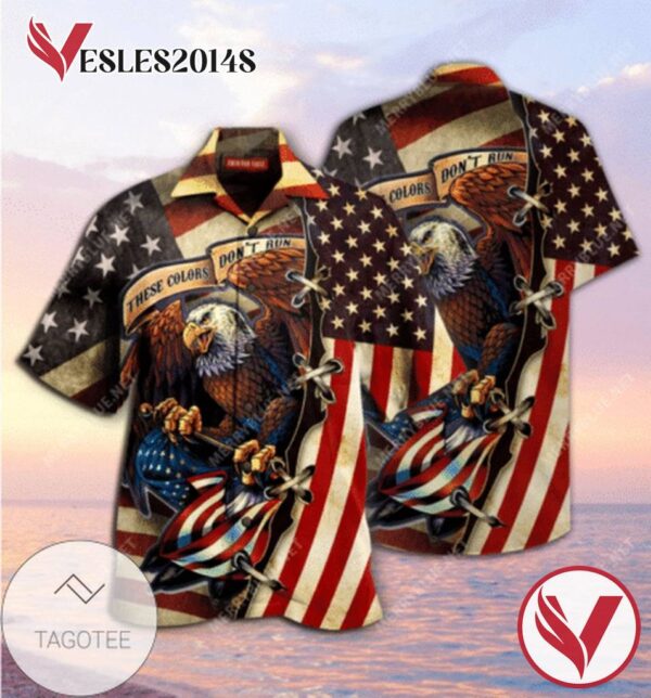 American Eagle Flag Graphic Print Short Sleeve Hawaiian Casual Shirt Vesles2014S 1